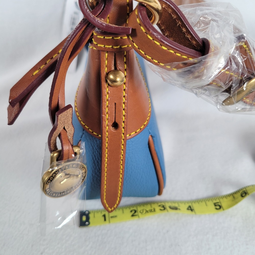 Dooney & Bourke Womens Demi Shoulder Bag All Weather Pebble Leather Denim Blue - Picture 6 of 12